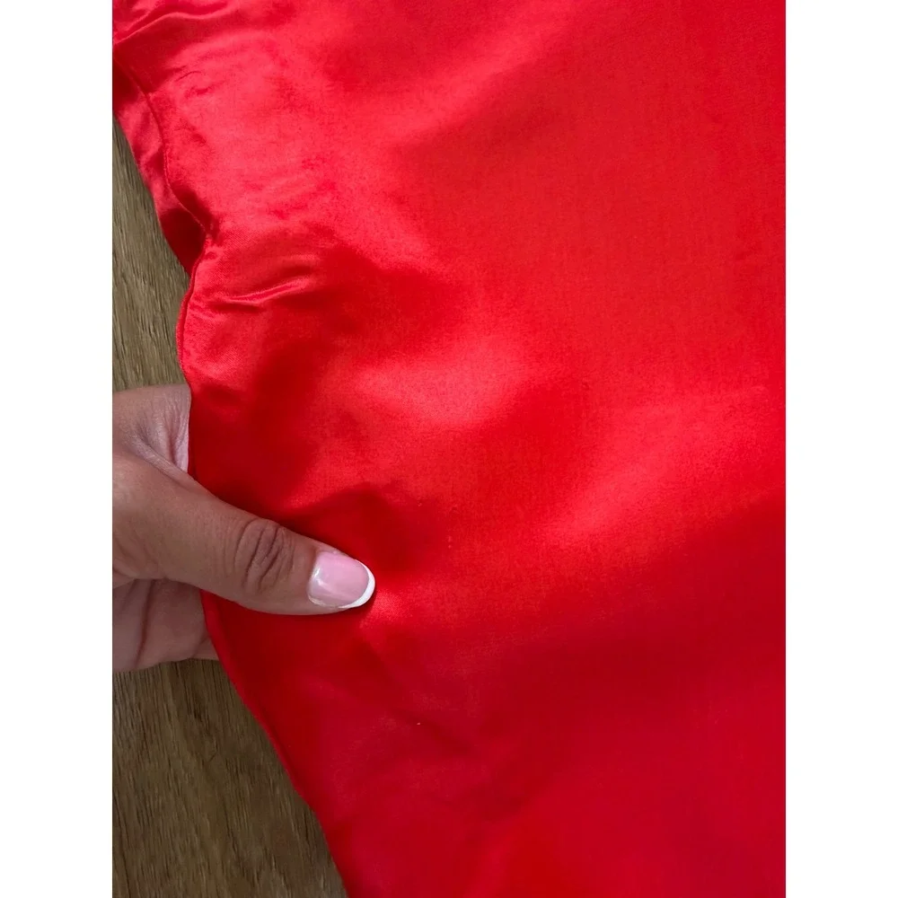Vtg Golden Dragon Chinese Red Silk Blend Pajama Set Phoenix Embroidery 2pc